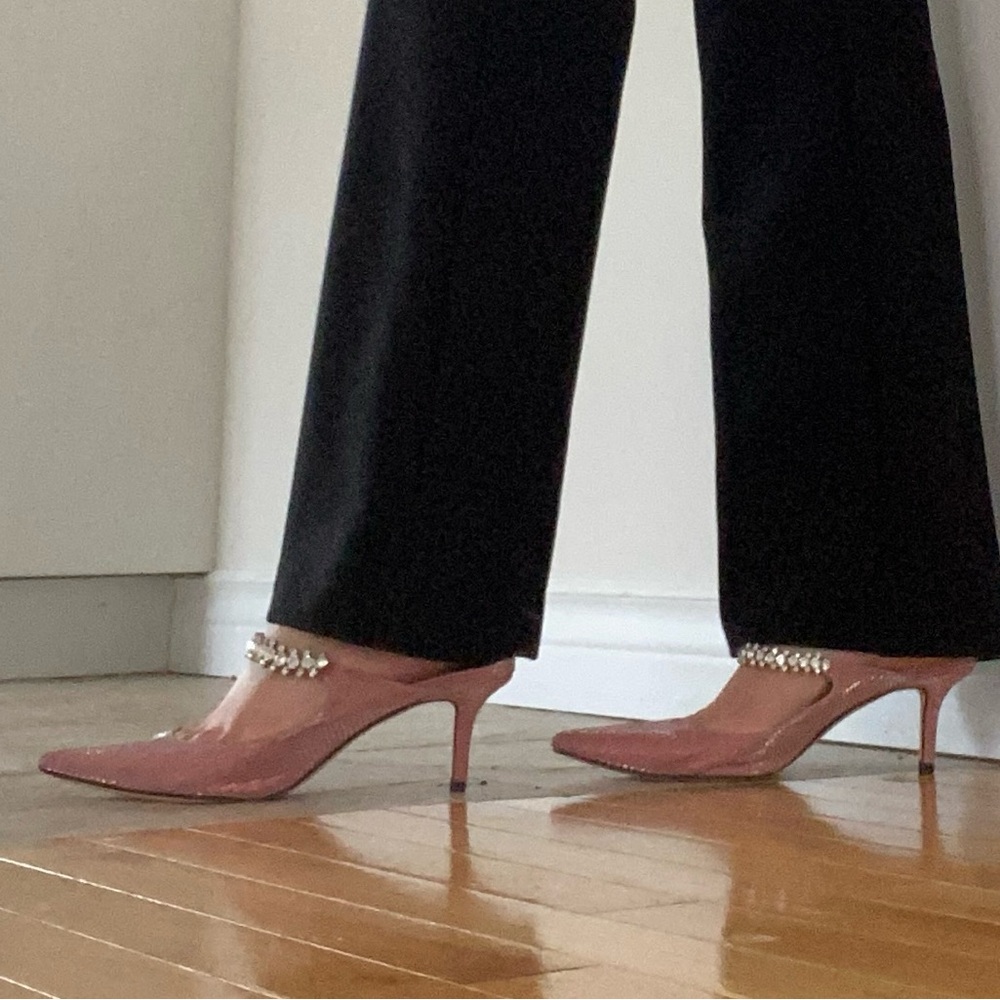 Jimmy Choo Bing 65 Pink Heels with Crystal Strap - Picture 2 of 12